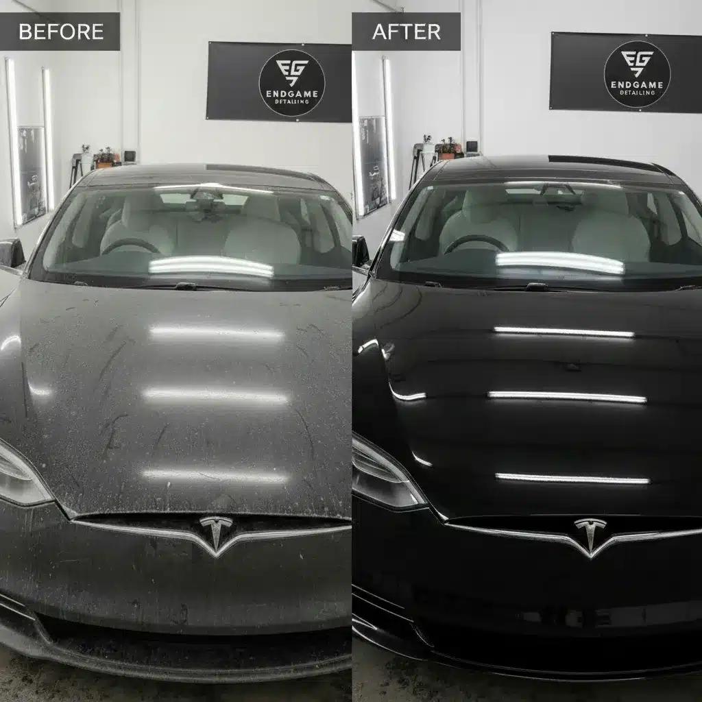Before and after car detailing results Sydney showing paint correction and ceramic coating images