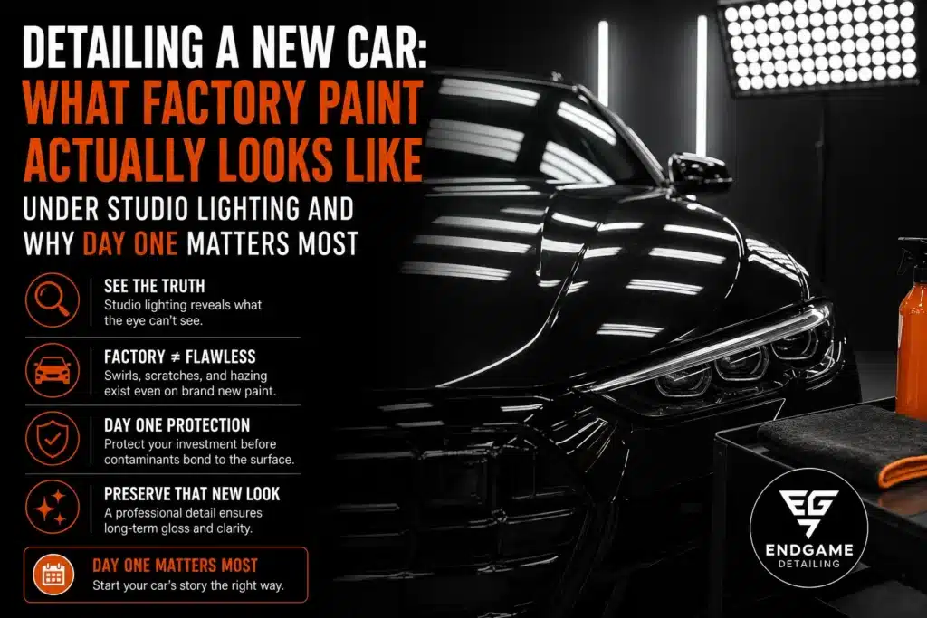 Detailing a New Car: What Factory Paint Actually Looks Like Under Studio Lighting and Why Day One Matters Most